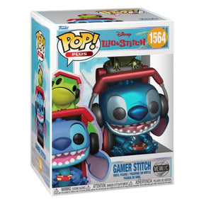 Funko Pop! Gamer Stitch (com Video Game e Fone de ouvido) 1564 (Metallic) - Disney Lilo & Stitch - Geek Plus