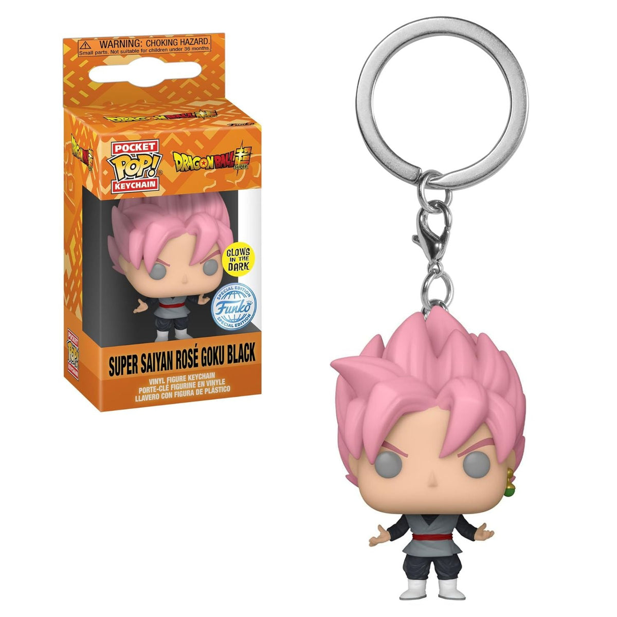 Funko Pop! Keychain Chaveiro Super Saiyan Rosé Goku Black (Glow) - Dragon Ball Z - Geek Plus
